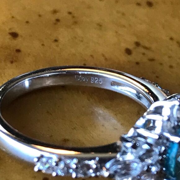 Natural Blue Zircon Sterling Silver Ring Size 6 - Picture 5 of 8